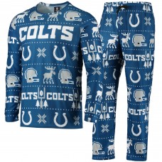 Indianapolis Colts FOCO Wordmark Ugly Pajama Set - Royal