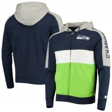 Толстовка на молнии Seattle Seahawks Starter Playoffs Color Block - College Navy/Neon Green