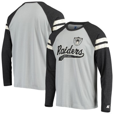 Футболка с длинным рукавом Las Vegas Raiders Starter Throwback League - Silver/Black