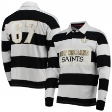 Поло с длинным рукавом New Orleans Saints Tommy Hilfiger Varsity Stripe Rugby - Black/White