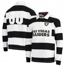 Поло с длинным рукавом Las Vegas Raiders Tommy Hilfiger Varsity Stripe Rugby - Black/White