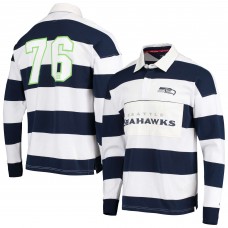 Поло с длинным рукавом Seattle Seahawks Tommy Hilfiger Varsity Stripe Rugby - College Navy/White