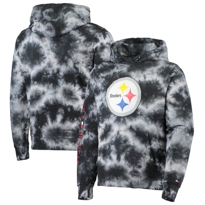 Pittsburgh Steelers Tommy Hilfiger Black Stanley Tie-Dye Pullover Hoodie