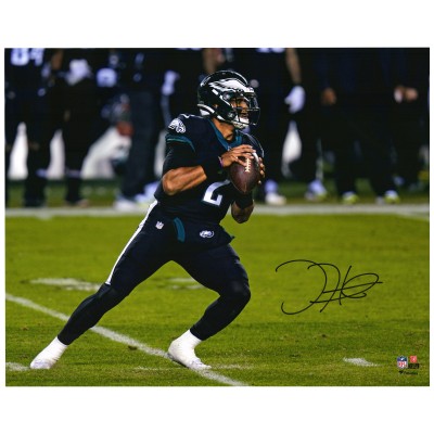 Jalen Hurts Philadelphia Eagles Fanatics Authentic Autographed 16 x 20 Black Jersey Passing Photograph
