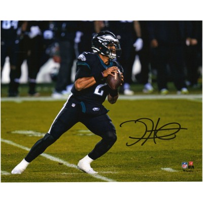 Jalen Hurts Philadelphia Eagles Fanatics Authentic Autographed 8 x 10 Black Jersey Passing Photograph