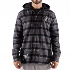 Las Vegas Raiders x The Wild Collective Flannel Full-Button Hoodie - Black