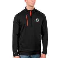 Miami Dolphins Antigua Black/Orange Generation Quarter-Zip Pullover Jacket