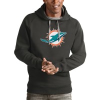 Miami Dolphins Antigua Charcoal Victory Pullover Hoodie