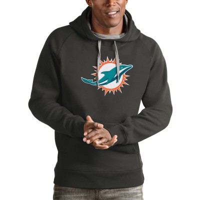 Miami Dolphins Antigua Charcoal Victory Pullover Hoodie