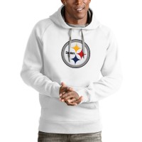 Pittsburgh Steelers Antigua White Victory Pullover Hoodie