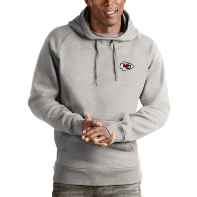 Kansas City Chiefs Antigua Logo Victory Pullover Hoodie - Heathered Gray - оригинальная атрибутика Канзас-Сити Чифс