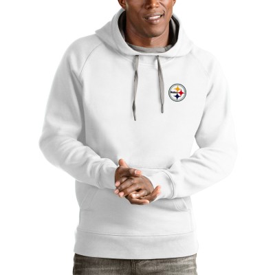 Pittsburgh Steelers Antigua White Logo Victory Pullover Hoodie