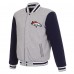 Куртка на кнопках Denver Broncos JH Design Gray/Navy Reversible Fleece