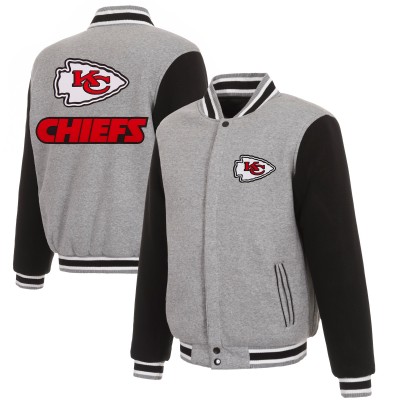 Двусторонняя куртка Kansas City Chiefs JH Design Reversible Fleece Full-Snap - Gray/Black