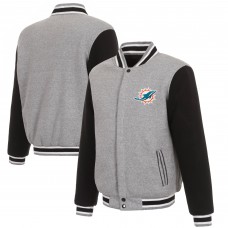 Miami Dolphins JH Design Reversible Fleece Full-Snap Jacket - Gray/Black