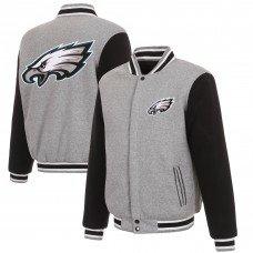 Двусторонняя куртка Philadelphia Eagles JH Design Reversible Fleece Full-Snap - Gray/Black