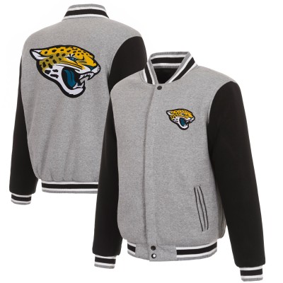 Jacksonville Jaguars JH Design Gray/Black Reversible Fleece Full-Snap Jacket