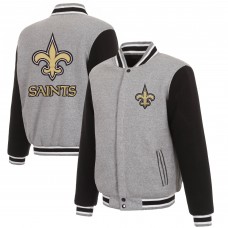 Двусторонняя куртка New Orleans Saints JH Design Reversible Fleece Full-Snap - Gray/Black