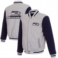 Двусторонняя куртка Seattle Seahawks JH Design Reversible Fleece Full-Snap - Gray/College Navy