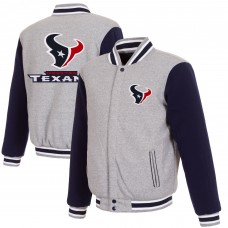 Houston Texans JH Design Reversible Fleece Full-Snap Jacket - Gray/Navy