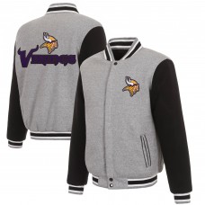 Двусторонняя куртка Minnesota Vikings JH Design Reversible Fleece Full-Snap - Gray/Black