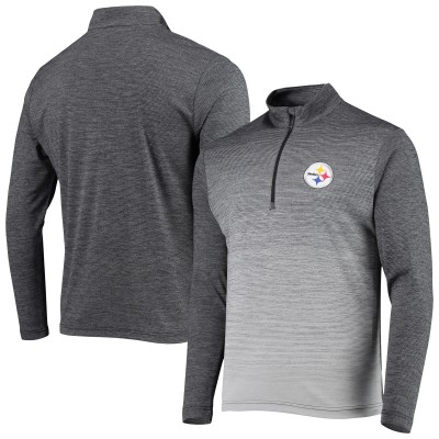 Pittsburgh Steelers Antigua Black/Heathered Gray Cycle Quarter-Zip Jacket