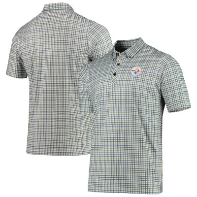 Pittsburgh Steelers Antigua Gray/Black Deliver Button-Down Polo