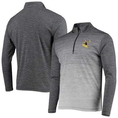 Pittsburgh Steelers Antigua Black/Heathered Gray Throwback Cycle Quarter-Zip Jacket