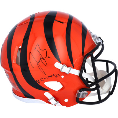 Autographed Cincinnati Bengals Joe Burrow & Ja'Marr Chase Fanatics Authentic Riddell Speed Logo Authentic Helmet