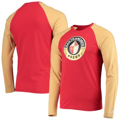 Футболка с длинным рукавом San Francisco 49ers New Era League Raglan Throwback - Scarlet/Gold