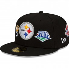 Бейсболка Pittsburgh Steelers New Era 6x Super Bowl Champions Count The Rings 59FIFTY - Black