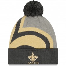 Шапка с помпоном New Orleans Saints New Era Graphite Logo Whiz Redux Cuffed Knit