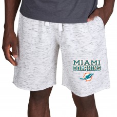 Miami Dolphins Concepts Sport Alley Fleece Shorts - White/Charcoal