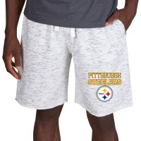 Шорты Pittsburgh Steelers Concepts Sport White/Charcoal Alley Fleece