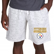 Pittsburgh Steelers Concepts Sport Alley Fleece Shorts - White/Charcoal