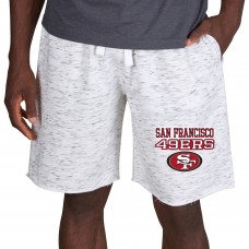 San Francisco 49ers Concepts Sport Alley Fleece Shorts - White/Charcoal