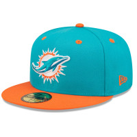 Бейсболка Miami Dolphins New Era Aqua/Orange Flipside 2Tone 59FIFTY