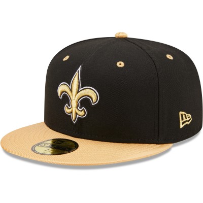 Бейсболка New Orleans Saints New Era Black/Vegas Gold Flipside 2Tone 59FIFTY