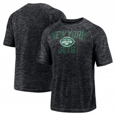 Mens Black New York Jets Nimble Feet Striated Space Dye Raglan T-Shirt