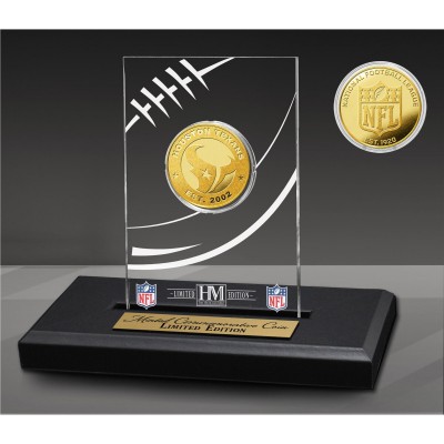 Houston Texans Highland Mint Acrylic Gold Coin Desk Top Display