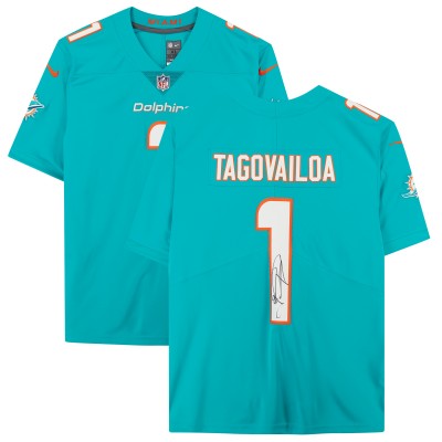 Игровая джерси Autographed Miami Dolphins Tua Tagovailoa Fanatics Authentic Aqua Nike Limited
