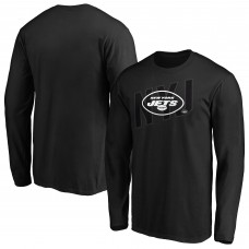 Mens Black New York Jets Code Metallic Long Sleeve T-Shirt