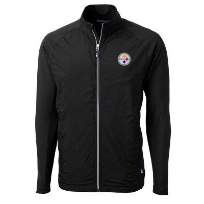 Pittsburgh Steelers Cutter & Buck Black Adapt Eco Knit Full-Zip Jacket