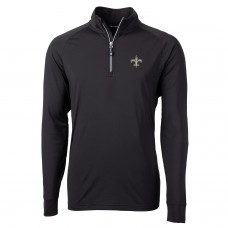 New Orleans Saints Cutter & Buck Adapt Eco Knit Quarter-Zip Pullover Jacket - Black
