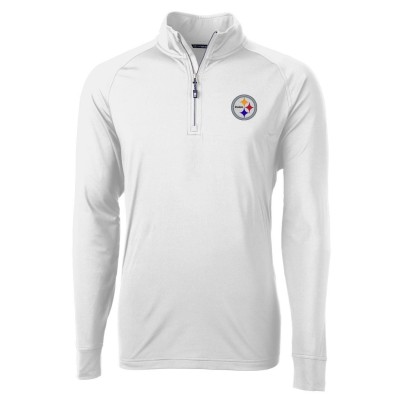 Pittsburgh Steelers Cutter & Buck White Adapt Eco Knit Quarter-Zip Pullover Jacket