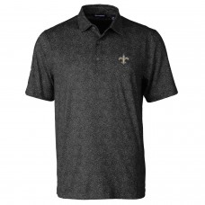 Поло New Orleans Saints Cutter & Buck Pike Constellation Print Stretch - Black Поло New Orleans Saints Cutter & Buck Pike Constellation Print Stretch - Black