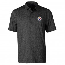 Pittsburgh Steelers Cutter & Buck Black Pike Constellation Print Stretch Polo