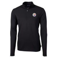 Pittsburgh Steelers Cutter & Buck Black Virtue Eco Pique Recycled Quarter-Zip Pullover Jacket