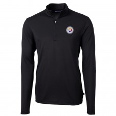 Pittsburgh Steelers Cutter & Buck Black Virtue Eco Pique Recycled Quarter-Zip Pullover Jacket