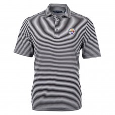 Pittsburgh Steelers Cutter & Buck Black Virtue Eco Pique Stripe Recycled Polo
